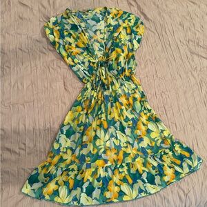 Floral Print Dress in Blue and Yellow